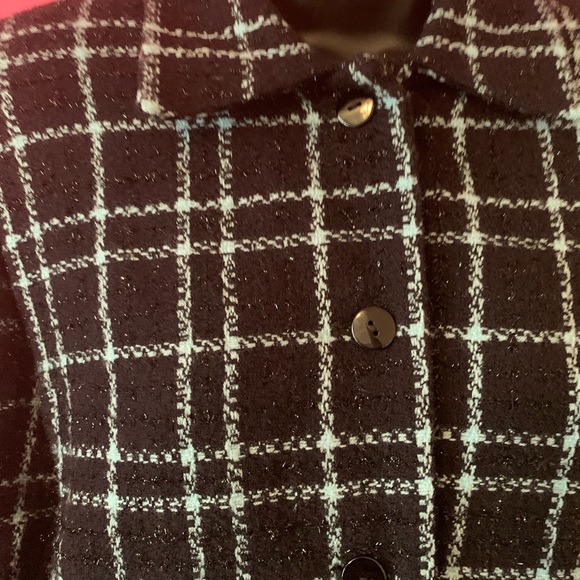 Sag Harbor Size 16 Teal blue & black plaid blazer with sparkle. Gently worn. - Picture 7 of 14